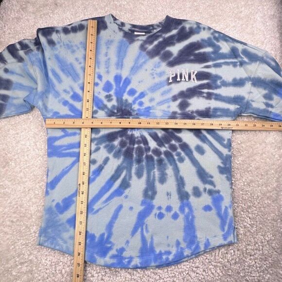 Victoria's Secret Pink Crewneck Tie Dye Sweatshirt Blue New - Picture 10 of 11